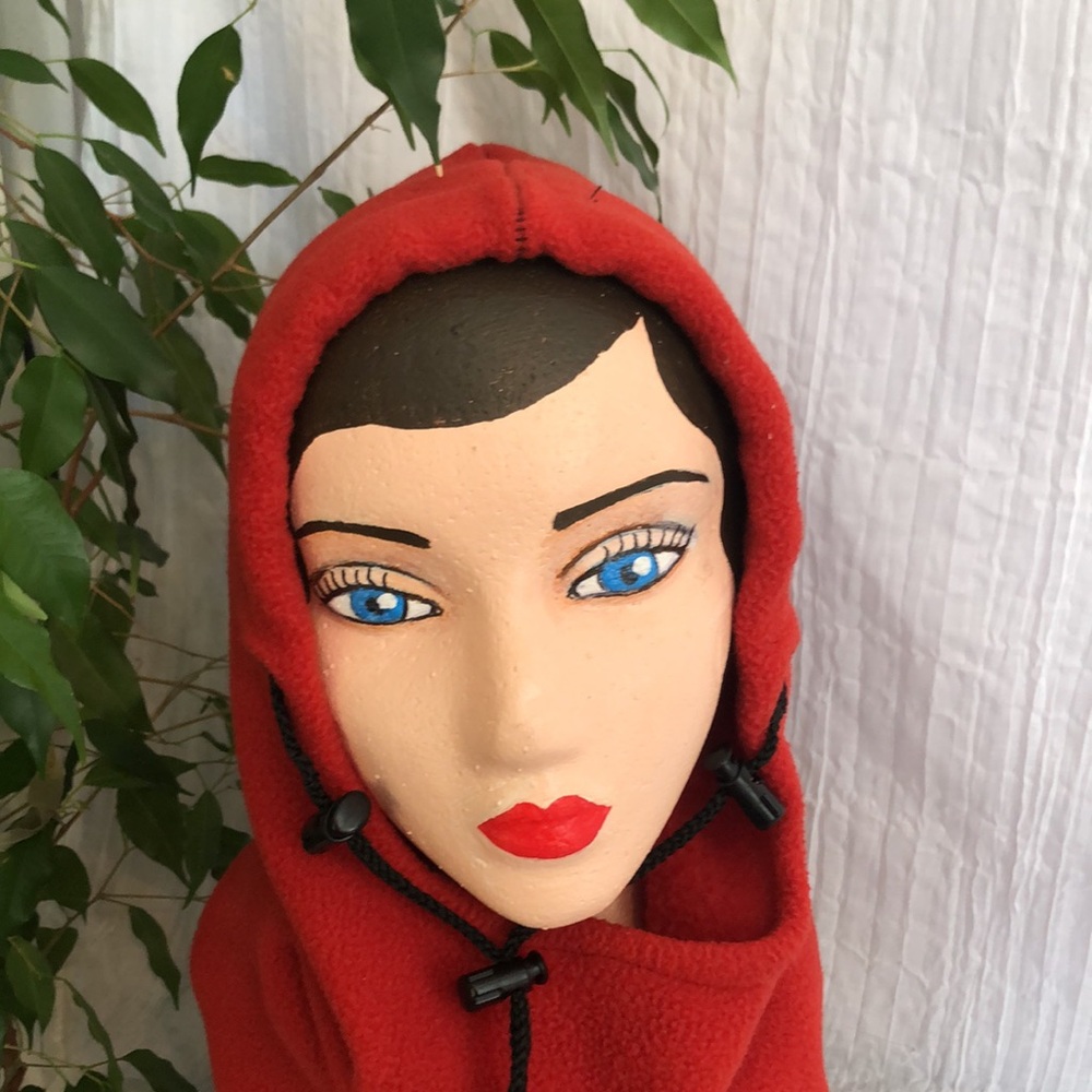 Unisex orange rust fleece long winter cold weather adjustable hood outdoor wear - Picture 2 of 9